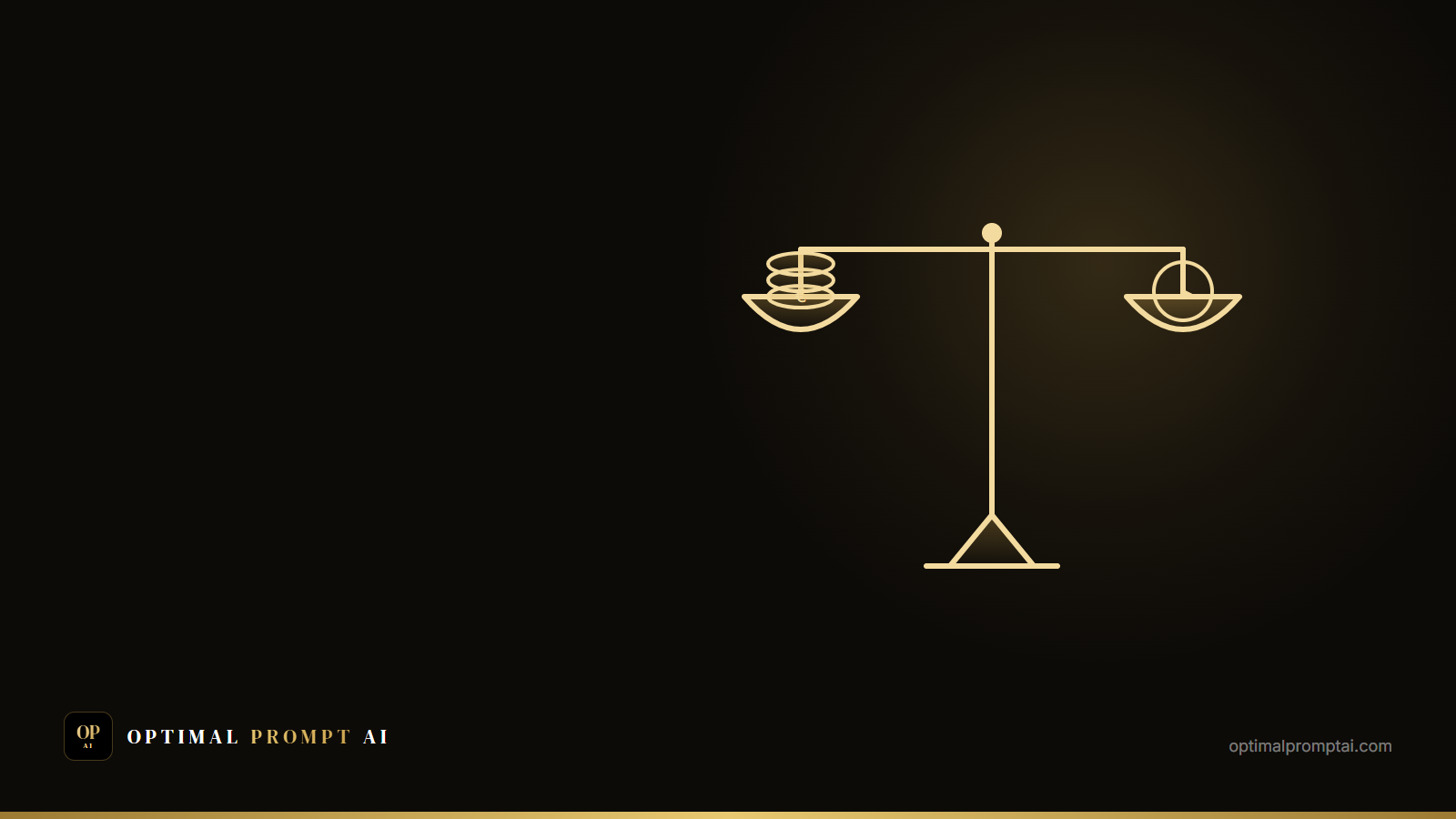 Editorial illustration: a golden balance weighing the cost of an AI project against the value it creates.